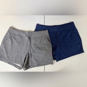 32 Degrees Ladies Fleece Lined Drawstring 2 MEDIUM Pair Shorts NWOT Blue/Gray